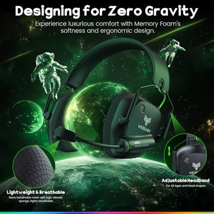 WESEARY Wireless Gaming Headset for PC, PS5, PS4, Switch & Mac, Dual-Mode 2.4GHz & Bluetooth Gaming Headphones with Microphone, Ultra-Low Latency, 3D Stereo Sound, Up to 45H Battery