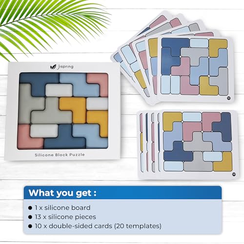 Jispring [100% Soft Silicone] Dementia Activities for Seniors, Tetris Puzzles with 20 Templates, Tile Matching Alzheimers Products for Elderly, Cognitive Memory Games for Adults, Anxiety Relief Gift - style: Tetris