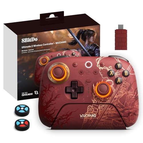 8Bitdo Ultimate 2 Wireless 2.4G Controller - WUCHANG: Fallen Feathers | For Windows PC, Apple, Steam & Android, TMR Joystick, Star-Ring RGB Lights, Adjustable Trigger Locks, Charging Dock Included - color: Fallen Feathers
