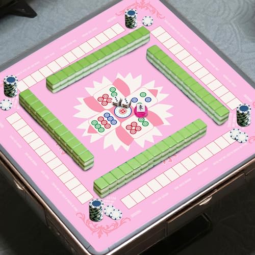 Mahjong Mat,Non-Slip and Noise Reducing Portable Mahjong Accessories | 31.5" x 31.5" with a Carrying Bag,Game Table Mat for Board Games, Card Games, Dominoes - color: Pink