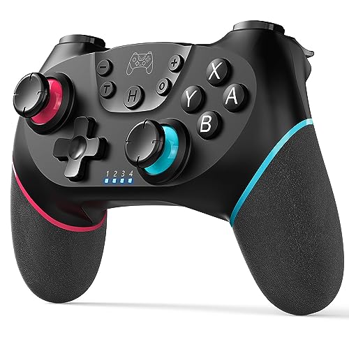ASTARRY Switch Controller Wireless Switch Pro Controller Compatible with Switch/Switch 2/Lite/OLED Programmable Remote Gamepad Joystick with Wake-up and Turbo（Upgraded Version） - color: Red and blue