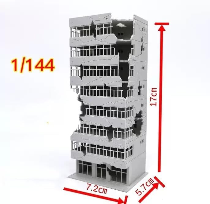 N Scale 1/144 Ruined Damaged Building After War Assembling Model Outland Scene for DIY Sand Table Garden Micro Landscape Ornaments Supply Player Spray Painting Scenery City 1:144 Abandoned Office