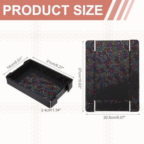 Dice Tray PU Leather Mat Magnetic Folding Dice Rolling Tray Holder Laser Gradient Rectangle Storage Box Perfect for DND Table Games & Entryway & Nightstand Organizer (Black) - color: Black