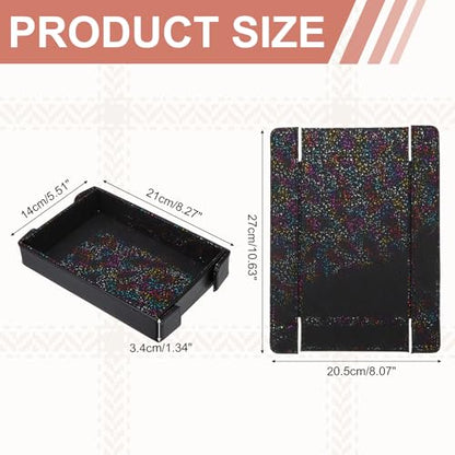 Dice Tray PU Leather Mat Magnetic Folding Dice Rolling Tray Holder Laser Gradient Rectangle Storage Box Perfect for DND Table Games & Entryway & Nightstand Organizer (Black) - color: Black
