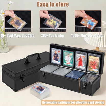 Toploader Storage Box for 3" x 4" 35pt Rigid Card, Magnetic Card Case | Portable Top Loader Card Case with 3 Removable Dividers, Holds 200+ Toploaders, Magnetic Holders for Sports Trading Cards - size: For 200+ Toploaders