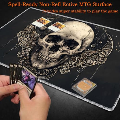 for MTG Playmat Non-Slip Rubber Play Mat with Storage Bag Combination, Ideal for Card Game Lovers TCG Play Mat, Moon Skull - color: Moon Skull