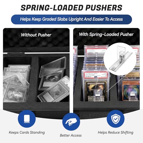 3-Row Graded Card Storage Box with Coded Lock | Spring-Loaded Pushers | Removable EVA Boards | For PSA BGS SGC CGC Slabs - size: 3 Raw