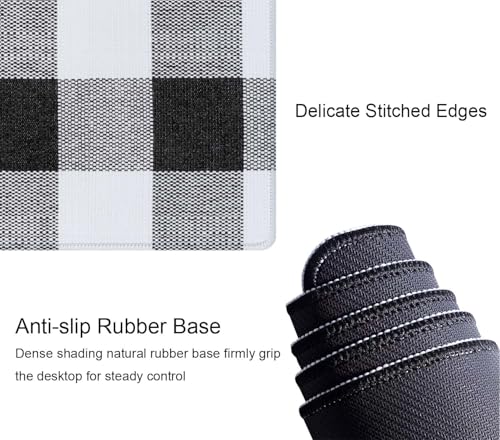 Black Buffalo Plaids Desk Mat Black XL Mouse Pad Large Full Desk Mousepad Gaming Extended Keyboard Mouse Mat Desk Pad for Computer Laptop 31.5''X11.8'' Non-Slip Rubber Base with Stitched Edges - color: Black Buffalo Plaids