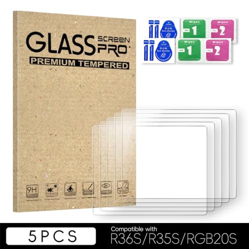 Screen Protector Protective Film for R36S/R35S/RGB20S Gaming Console 3.5-inch Screen Clear 9H Tempered Glass Film Dust and Scratch Resistant Anti-Bubble Film (5 Pieces) - color: 5 Pieces