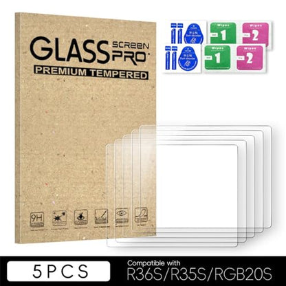 Screen Protector Protective Film for R36S/R35S/RGB20S Gaming Console 3.5-inch Screen Clear 9H Tempered Glass Film Dust and Scratch Resistant Anti-Bubble Film (5 Pieces) - color: 5 Pieces