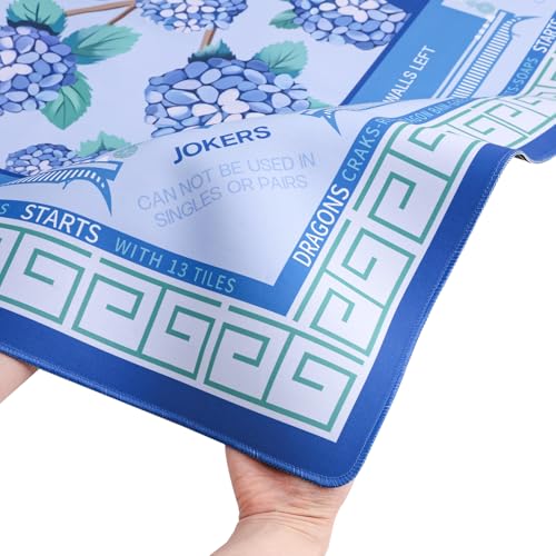 Jongyance Blue American Learning Mahjong Mat (33”x33”) with Black Carrying Bag, Anti-Slip, Mahjong Table Mat for Mah-jongg, Poker, Board Games, Dominoes - color: Blue