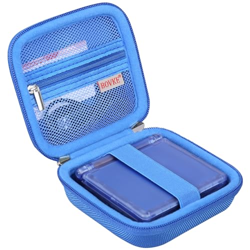 BOVKE Carrying Case Compatible with Anbernic RG35XXSP / RG34XX SP Handheld Game Console, Clamshell Retro Games Consoles Flip Hand-held System Holder with Mesh Pocket for Cables and Accessories, Blue - style: Blue Case