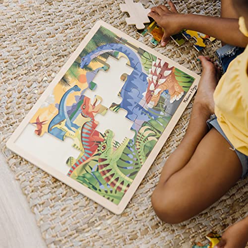 Melissa & Doug Dinosaurs Wooden Jigsaw Puzzle with Storage Tray (24 pcs) - style: Dinosaurs