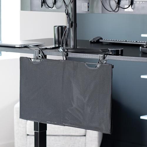 VIVO Black Clamp-on 30 inch Desk Cable Management Sleeve, DESK-SKIRT-30P | Privacy Desk Skirt, Cable Organizer, Wire Hider Kit Panel System - size: 30" Panel