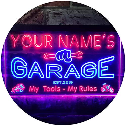 ADVPRO Personalized Your Name Est Year Theme Garage Man Cave Decor Dual Color LED Neon Sign Blue & Red 12" x 8.5" st6s32-pp1-tm-br - color: Blue & Red, size: 12" x 8.5"
