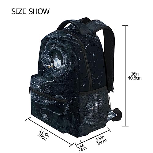 Magic Dark Dragon Galaxy Space Black Backpack Bookbag Daypack Travel School Bag - color: Black