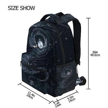 Magic Dark Dragon Galaxy Space Black Backpack Bookbag Daypack Travel School Bag - color: Black