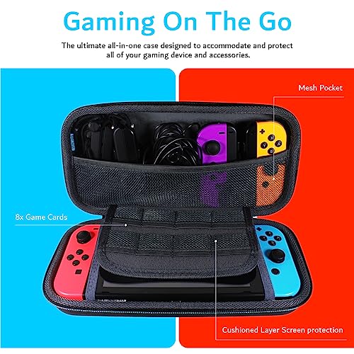 TUDIA Travel EVA Empty Hard Case Compatible with Nintendo Switch Console, [fits Game Cards & Accessories] Shockproof Portable Water Resistant Anti-Scratch Full Body Carrying Protective Cover - Black - size: Compact Case