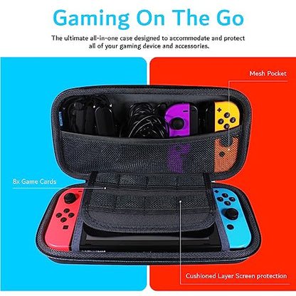 TUDIA Travel EVA Empty Hard Case Compatible with Nintendo Switch Console, [fits Game Cards & Accessories] Shockproof Portable Water Resistant Anti-Scratch Full Body Carrying Protective Cover - Black - size: Compact Case