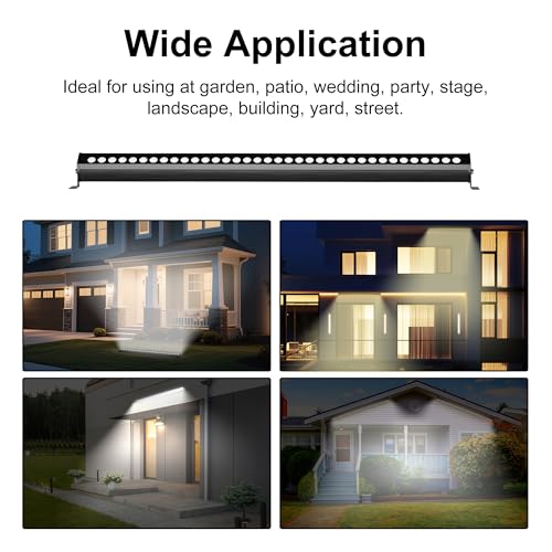 Outdoor LED Wall Washer Light Bar – 40 Inch, 3000K Warm White Waterproof Heavy-Duty Strip Light (IP65), 6.5ft Plug-&-Play - color: 3000K Warm White