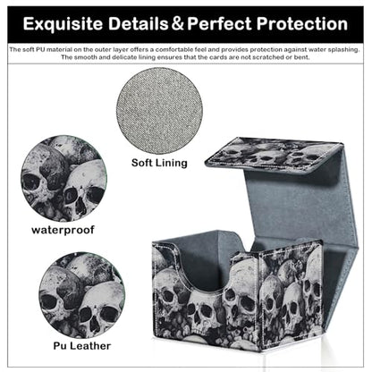 Card Deck Box for MTG Trading Cards with Magnetic Closure,Premium Card Storage Box Case Cover for TCG CCG Magic Cards,Skull Pile - color: Skull Pile