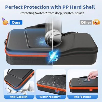 FASTSNAIL Charge Inside Carrying Case for Nintendo Switch 2/Switch 1/ OLED | 9 Game Card Slots, PP Hard Shell Travel Case for Switch 2 Accessories, for Sega Master System Games - size: 2.8 inch