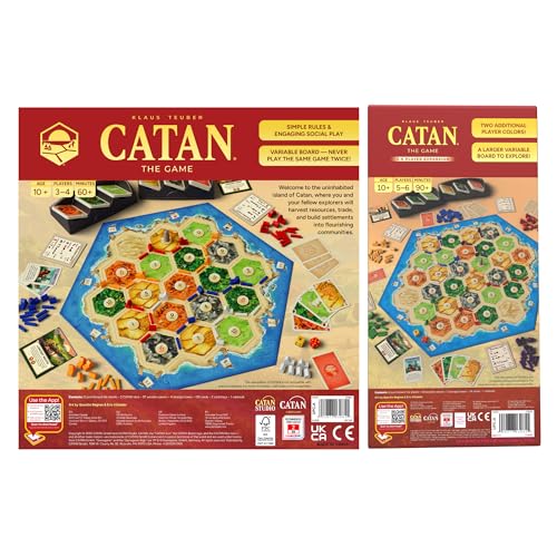 CATAN Board Game + 5-6 Player Expansion Bundle - Strategy Game for Families & Adults, Trade Build Settle, Extended Player Count Party Game, Ages 10+, 3-6 Players