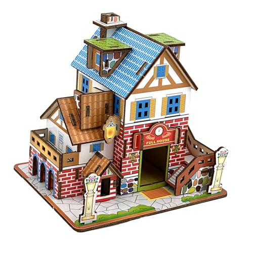 3D Puzzles for Adults, Log Cabin DIY Wooden House Model Kits for Adults to Build, Country Cottage Building Model, 3D Jigsaw Brain Teaser Puzzle, Dollhouse (YTY)