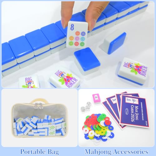 American Mahjong Set, 160 Blue Melamine Tiles (1.2”) - color: A-blue
