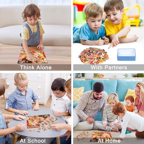 LELEMON Puzzles for Kids Ages 4-6,Hamburger Foods 100 Piece Puzzles for Kids Ages 4-8 in a Metal Box, Educational Jigsaw Puzzles 100 Piece Puzzle Games Puzzle Toys for Girls and Boys - color: Hamburger Foods