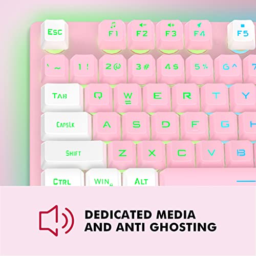 NPET K10 Wired Gaming Keyboard, RGB Backlit, Spill-Resistant Design, Multimedia Keys, Quiet Silent USB Membrane Keyboard for Desktop, Computer, PC（Lotus）