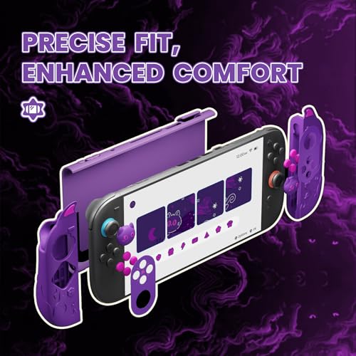 PlayVital Cute Demon Protective Shell for Nintendo Switch 2, Kawaii Anti-Slip Silicone Grip Cover + Dockable Hard Case for Nintendo Switch 2 with Thumb Grips & Sticker, Shockproof - Purple - color: Purple
