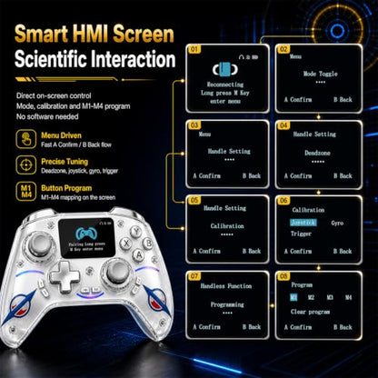 Morostron Wireless Controller for PC and Steam Games | Switch/Switch 2/iOS/Android Compatible, Interactive Screen, Hall Sticks, RGB, 1800mAh, Champagne - color: Champagne