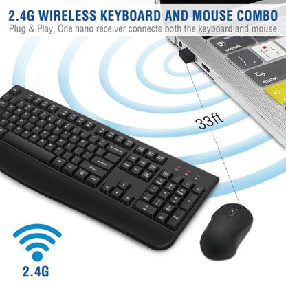 Wireless Keyboard and Mouse Combo, EDJO 2.4G Full-Sized Ergonomic Computer Keyboard with Wrist Rest and 3 Level DPI Adjustable Wireless Mouse for Windows, Mac OS Desktop/Laptop/PC(8 Pack) - color: Black-8 Pack