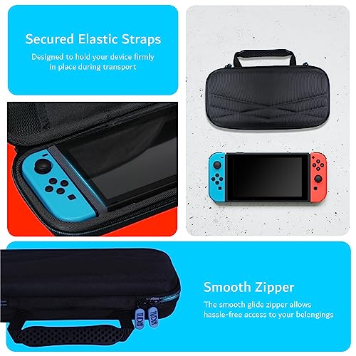 TUDIA Travel EVA Empty Hard Case Compatible with Nintendo Switch Console, [fits Game Cards & Accessories] Shockproof Portable Water Resistant Anti-Scratch Full Body Carrying Protective Cover - Black - size: Compact Case