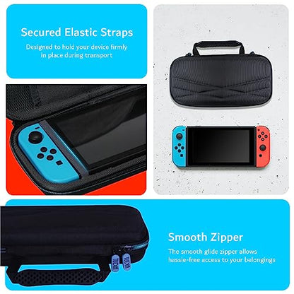 TUDIA Travel EVA Empty Hard Case Compatible with Nintendo Switch Console, [fits Game Cards & Accessories] Shockproof Portable Water Resistant Anti-Scratch Full Body Carrying Protective Cover - Black - size: Compact Case