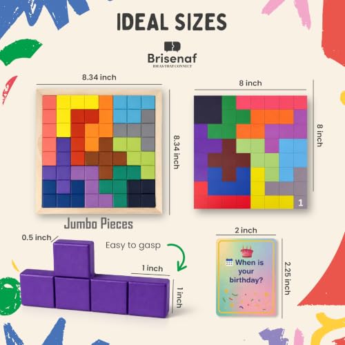 Dementia Activities for Seniors, 2 in 1 Cognitive Games for Elderly: Tile Matching Puzzle & Memory Q&A, 15 Wooden Blocks, 26 Templates, Alzheimer's Activities, Games for Dementia Patients.