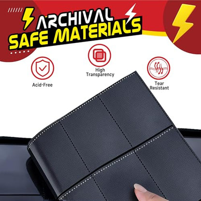 Trading Card Binder 9 Pocket,900 Pocket Card Collection Binder with 50 Removable Sleeves,PU Waterproof Top Card Book,3-Ring Zipper Collectible Trading Card Album for MTG/TCG/Card Holder Gift（Red） - color: Red, size: Large