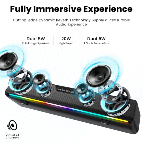Computer Speakers for Desktop PC, Computer Sound Bar with Detachable Microphone,Gaming Speakers, Plug & Play, PC Speakers for Laptop, Tablet