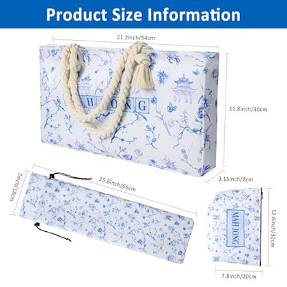 TIASUSAN American Mahjong Tile Set, 166 Blue Tiles, Bag and Mahjong Accessories, 4 All-in-One Rack/Pushers, Mahjong Set Complete - color: Blue