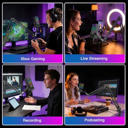 ZealSound Gaming Microphone for Xbox with Boom Arm, USB Microphone for PC Mac iPhone & Android, Noise Reduction, One-Tap Mute, Gain Control, Zero-Latency Monitoring for Gaming, Streaming, Podcasting