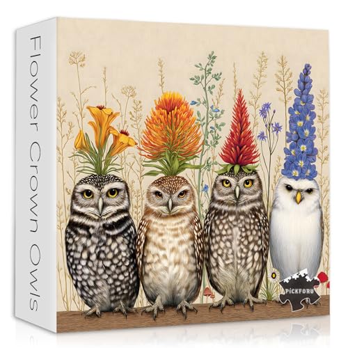 Owls Puzzles for Adults 1000 Piece, Flower Puzzle Vintage Animal Bird | Whimsical Bird Puzzle Plant Floral, Nature Wildflowers Animals Jigsaw Puzzle Challenge