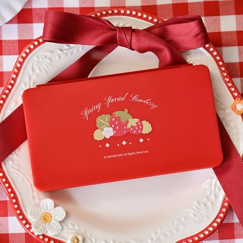 GeekShare Switch Game Card Case,Portable Magnetic Switch Game Holder Cartridge Case with 24 Game Card Slots and 24 TF Card Slots - Strawberries with Cream