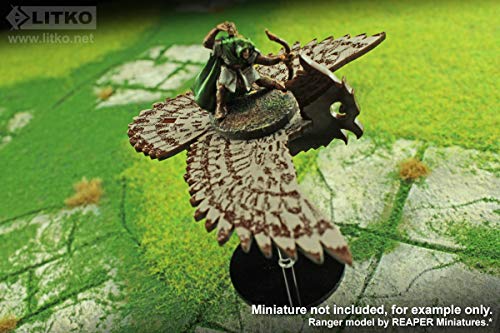 LITKO Owl Character Mount | Compatible with D&D & Pathfinder | Brown acrylic owl mount | 50mm round base, clear peg | 30mm platform for hero | Requires glue assembly - style: Owl
