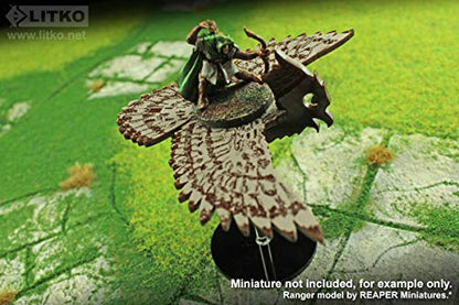 LITKO Owl Character Mount | Compatible with D&D & Pathfinder | Brown acrylic owl mount | 50mm round base, clear peg | 30mm platform for hero | Requires glue assembly - style: Owl
