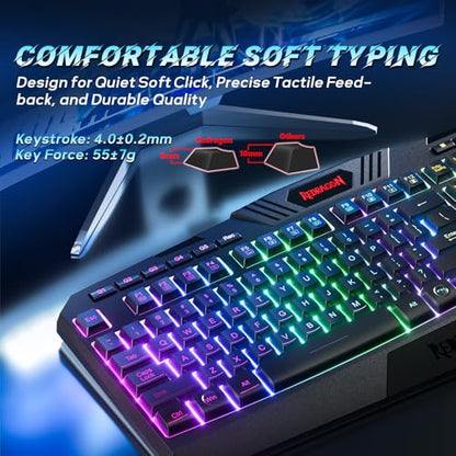 Redragon S101-3 PRO Gaming Keyboard and Mouse, RGB Backlit Programmable Keyboard Mouse with Software, Independent Macro Record Keys, Value Combo Set, New Update Version - color: Black