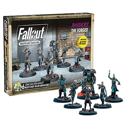 Modiphius Entertainment Fallout Wasteland Warfare: Raiders - The Forged - 6 Unpainted Resin Miniatures, Includes Scenic Bases, 32MM Scale Figures, Tabletop Roleplaying Game Minifigures - style: Forged