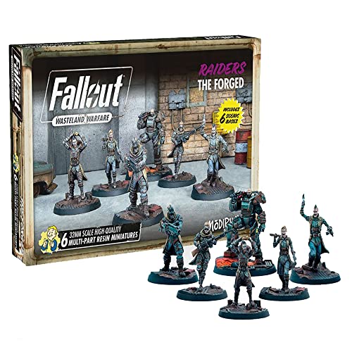 Modiphius Entertainment Fallout Wasteland Warfare: Raiders - The Forged - 6 Unpainted Resin Miniatures, Includes Scenic Bases, 32MM Scale Figures, Tabletop Roleplaying Game Minifigures - style: Forged