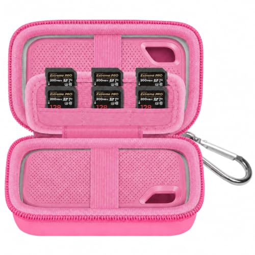 Comecase Dual SSD Case for SanDisk Extreme Portable SSD and Extreme PRO | Holds 2 Drives & 12 SD Cards, Elastic Strap Fit 500GB/1TB/2TB/4TB/8TB, Cable Groove & Carabiner for Travel,Rose Red, Box Only - color: Rose Red