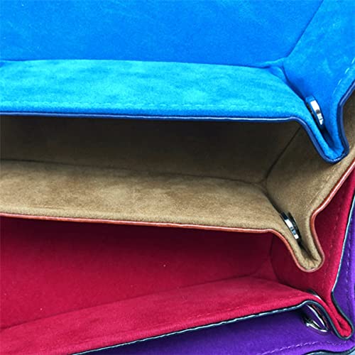 Vaguelly Hexagon Dice Tray Foldable PU Velvet Dice Storage Box for Board Games Lid for Gamers